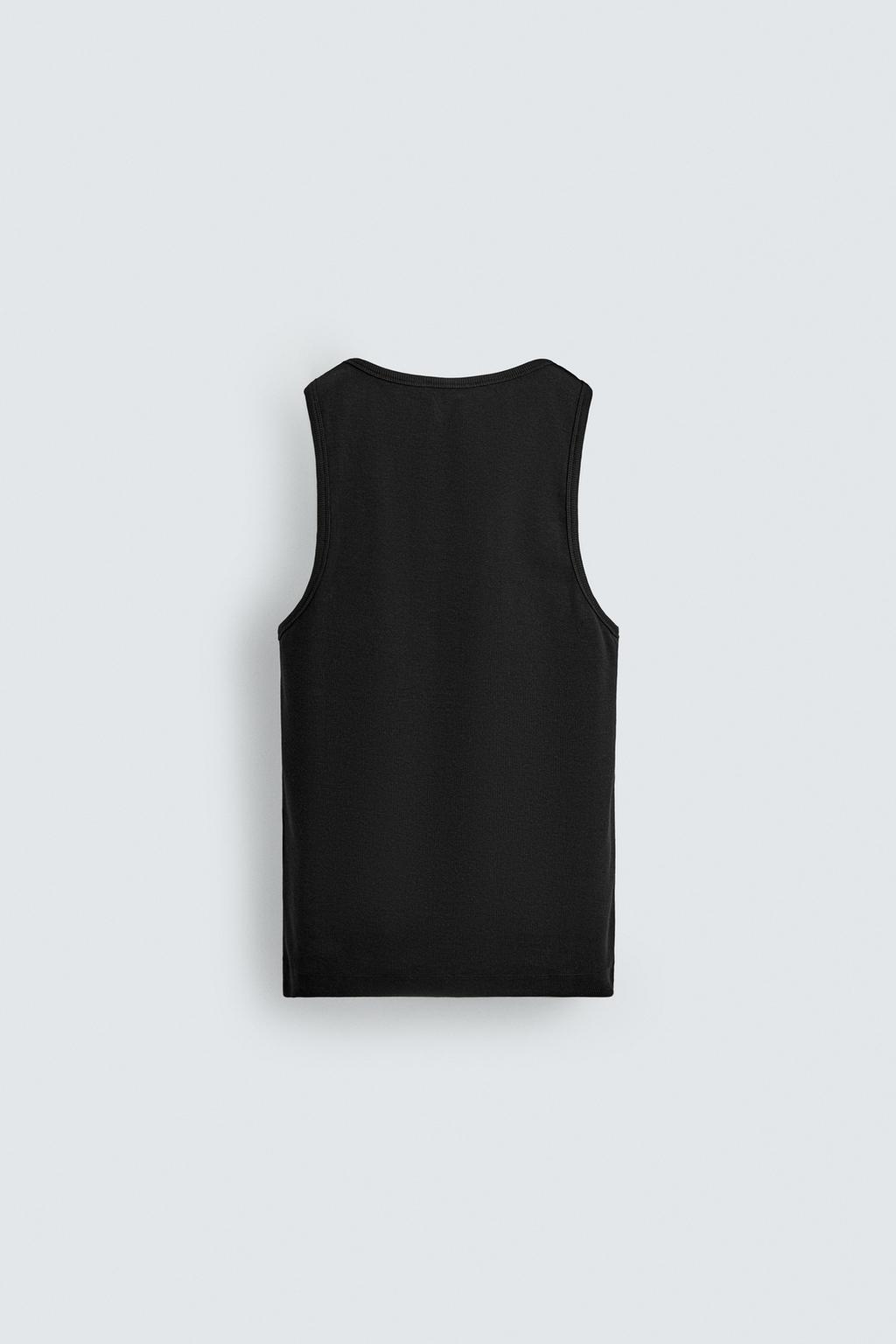 GERIPPTES BASIC-TANKTOP BLACK