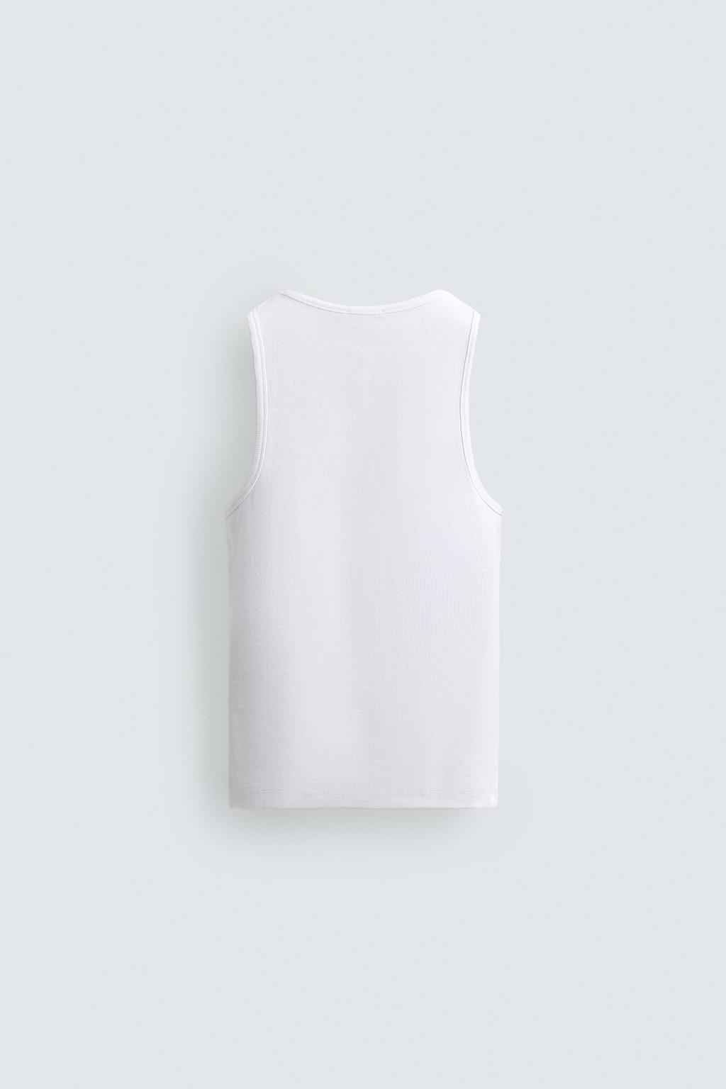 GERIPPTES BASIC-TANKTOP WHITE